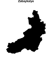 Fototapeta premium Zabaykalye blank outline map