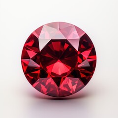 A beautiful red ruby diamond is sitting elegantly on a white surface