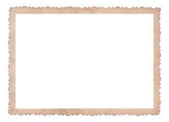 Fotobehang Vintage Vintage photo paper frame with scalloped edge isolated on transparent background. Scanned material for retro photo frames and templates   © andras_csontos