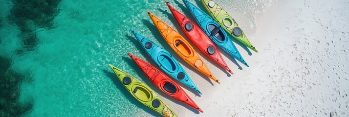 Obraz premium Aerial view of kayak boat in tropical beach