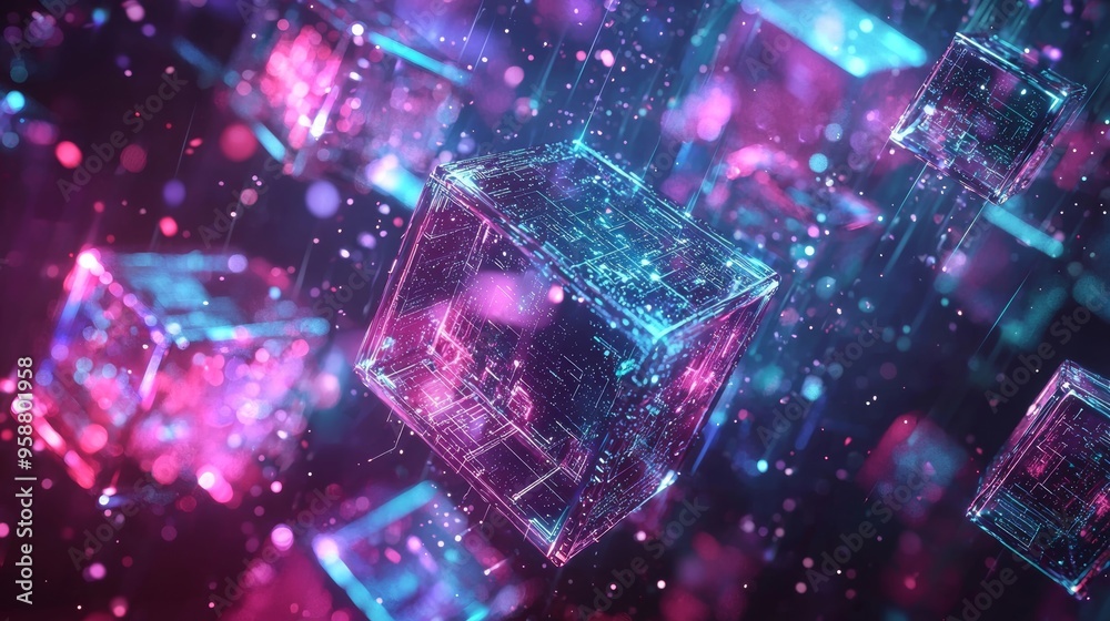 Poster abstract rendering of technology concepts on a futuristic cyberspace background. abstract rendering 