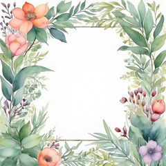 Fototapeta premium Watercolor botanical background frame