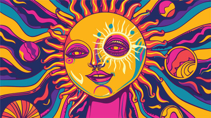 1960s Psychedelic Art Bright Weird Abstract Poster