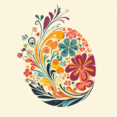 Abstract Easter egg and floral design with a festive touch.