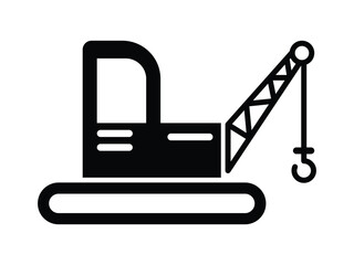 crawler crane icon vector, solid pictogram filled flat sign, Caterpillar Crane Icon. isolated on white background.