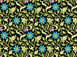 HAND DRAWN BAROQUE, RENAISSANCE, FLORAL REPEAT PATTERN SEAMLESS PATTERN IN VECTOR FILE