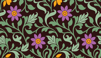 HAND DRAWN BAROQUE, RENAISSANCE, FLORAL REPEAT PATTERN SEAMLESS PATTERN IN VECTOR FILE