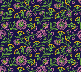 HAND DRAWN MUGHAL FLORAL JAIPUR PRINTS SEAMLESS PRINT DIGITAL PATTERN