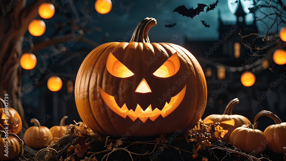 Wall mural halloween pumpkin jack