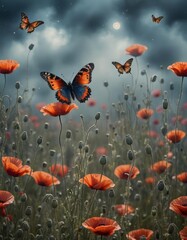 Obraz premium butterfly on a poppy