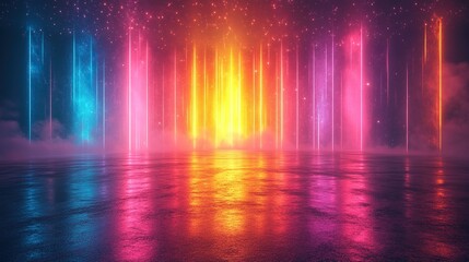 Fototapeta premium abstract neon backgroun with colorful spectrum modern wallpaper with glowing vertical lines