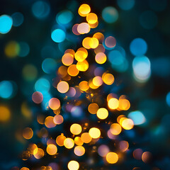 Abstract Christmas tree lights bokeh effect.