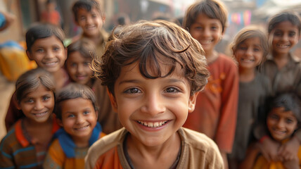 Obraz premium a picture of showing kids happy faces those are getting donations for their education