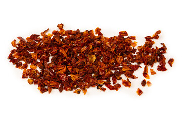Dried tomatoes isolated on a white background.
