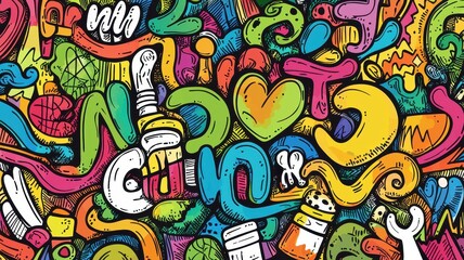 Fototapeta premium Vibrant Doodles Promoting Comprehensive Health Literacy for All Audiences