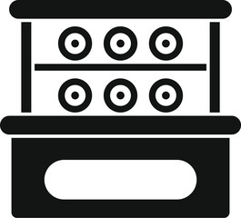 Simple vector icon of a sushi display case showing fresh food in a restaurant