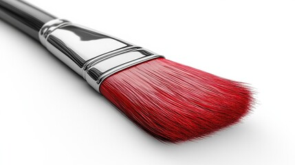 Fototapeta premium flat wide paint brush with re handle isolate on white backgroun construction tool clip art