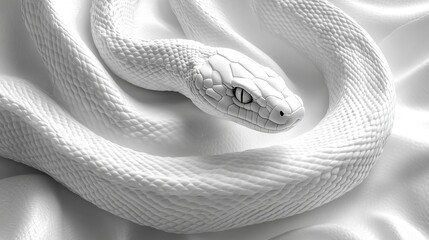 Fototapeta premium of twiste albino snake skin loop isolate on white backgroun abstract minimalist wallpaper of dragon scales texture