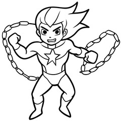 Superhero kid with super strength breaking chains