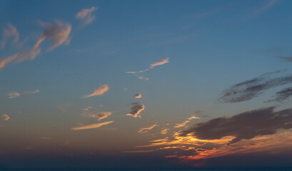 A spectacular sunset sky over the sea at Warnemunde, Mecklenburg-Vorpommern, Germany