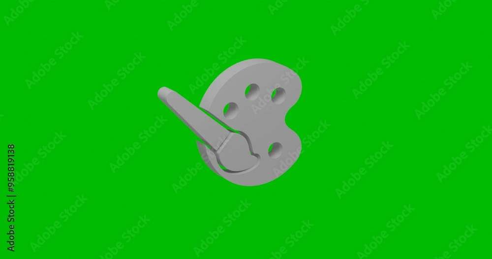 Poster animation of rotation of a white palette symbol with shadow. simple and complex rotation. seamless l