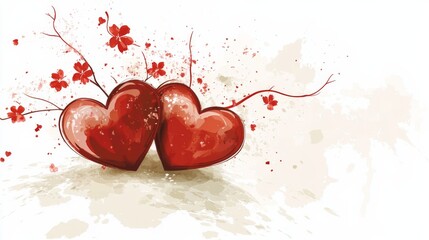 Romantic Hearts With Floral Accents