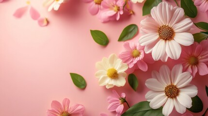 Fototapeta premium Springtime Blossom on Pink Background