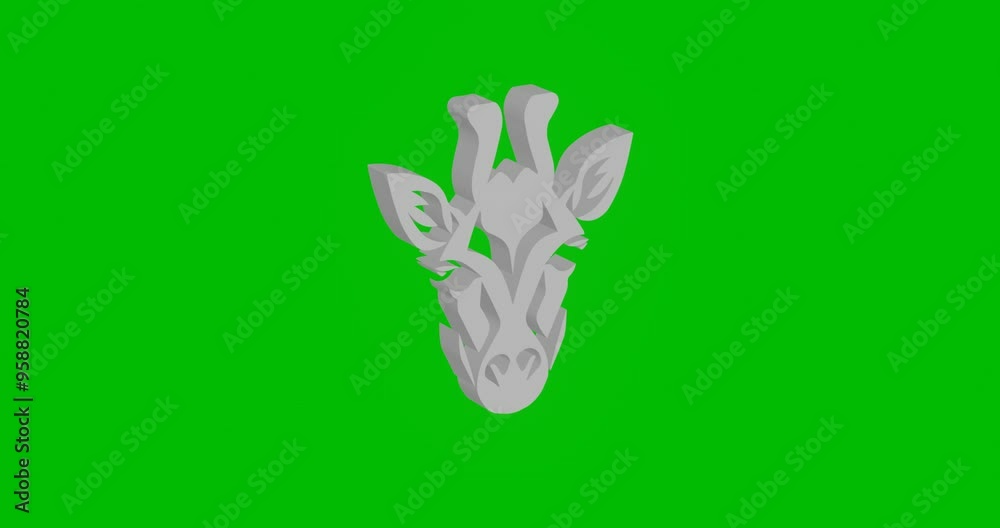 Poster animation of rotation of a white giraffe head symbol with shadow. simple and complex rotation. seaml