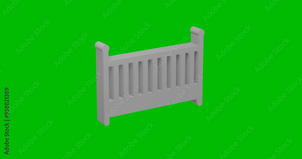 Poster animation of rotation of a white baby cot symbol with shadow. simple and complex rotation. seamless 