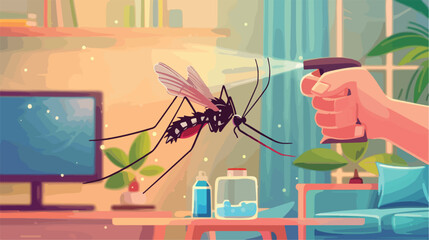 Hand with Mosquito Spray Concept Fight Against Mosquitoes