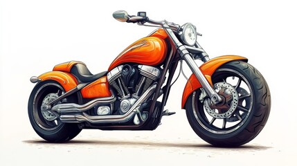 Obraz premium Orange Custom Motorcycle Illustration