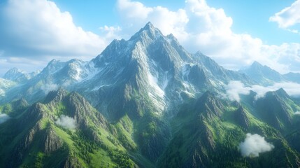 Fototapeta premium Majestic Mountain Peak in Sunlight