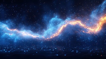 Obraz premium abstract backgroun of glowing stream wide screen panoramic wallpaper unfocusse neon light blue plasma jet