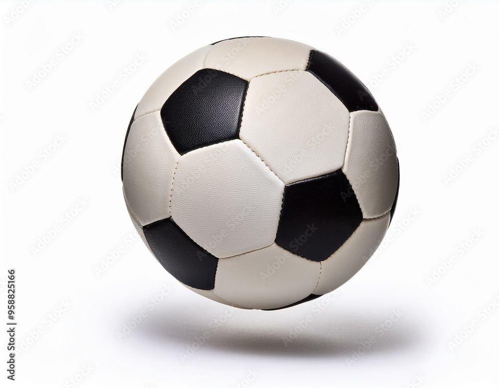 Wall mural falling soccer ball, football, isolated on white background, full depth of field