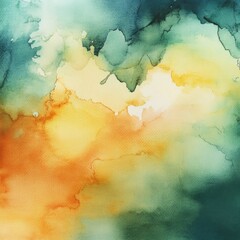 Soft abstract watercolor blend of green, yellow, and orange hues, perfect for backgrounds and artistic designs.