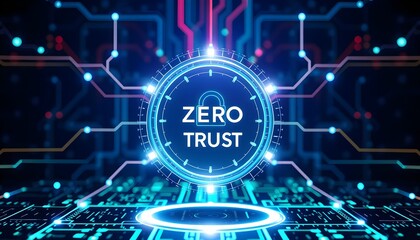 Obraz premium Cybersecurity Zero Trust data protection digital network information cloud computing network background