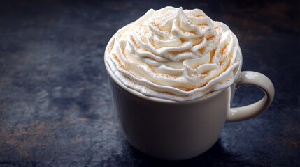 Indulgent Fluffy Whipped Cream on Coffee Close-up for Coffee Shop Marketing