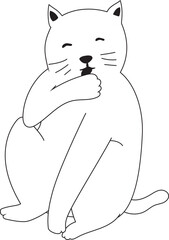 Hand drawn cat doodle illustration on transparent background.
