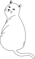 Hand drawn cute cat illustration on transparent background.
