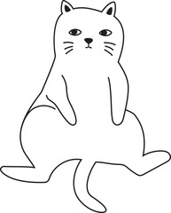 Hand drawn cute cat illustration on transparent background.
