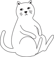 Hand drawn cute cat illustration on transparent background.
