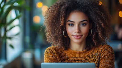 beautiful businesswoman working on laptop in modern office group of freelancers working in shared work area concept of coworking common workspaces for business startups
