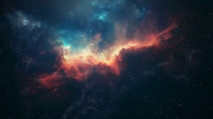Obraz premium orange blue dark and stormy night sky with sparkle rumble thunder glowing in cloud