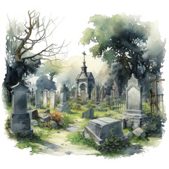 Graveyard Isolated on a Transparent Background
