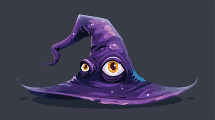 Magic Witch Hat Purple Creepy Cap with Eye Decoration