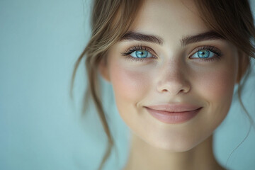 Fototapeta premium A beautiful woman close-up, facial skin care display