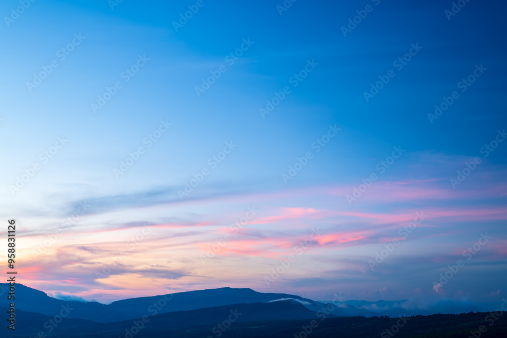 Wall mural beautiful sunset sky, cloud in twilight