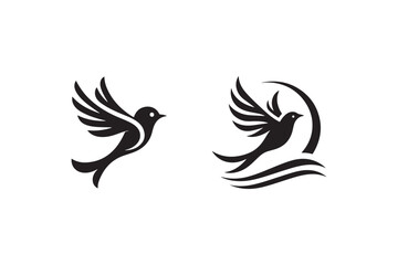 Fototapeta premium Bird silhouette vector with white background