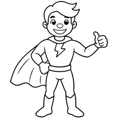 Superhero kid giving a thumbs up after saving the day