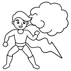 Superhero kid creating a storm with weather powers